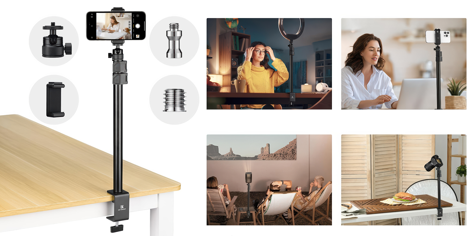 Statyw biurkowy K&F Concept C-Clamp Desktop Stand - Stabilność w każdych warunkach